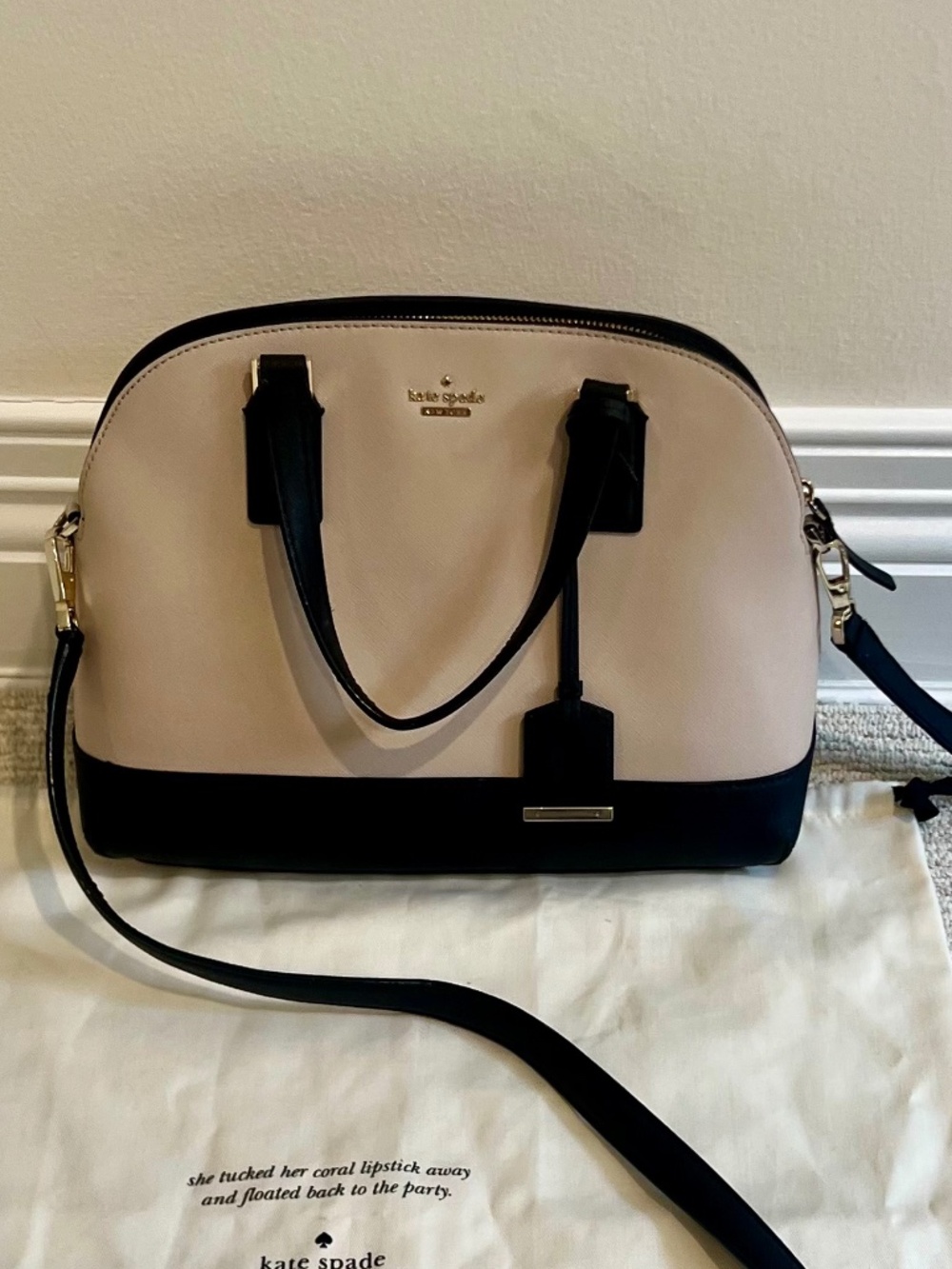 kate spade Black Dome Satchel with Gold Hardware